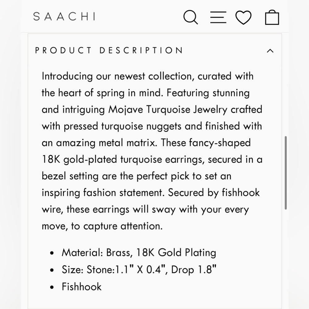 SAACHI Gemstone Rectangle Mojave Earrings - Dark Cyan - Picture 3 of 7